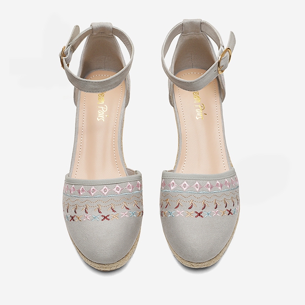 Closed Toe Espadrille Wedges - LIGHT GREY - 2